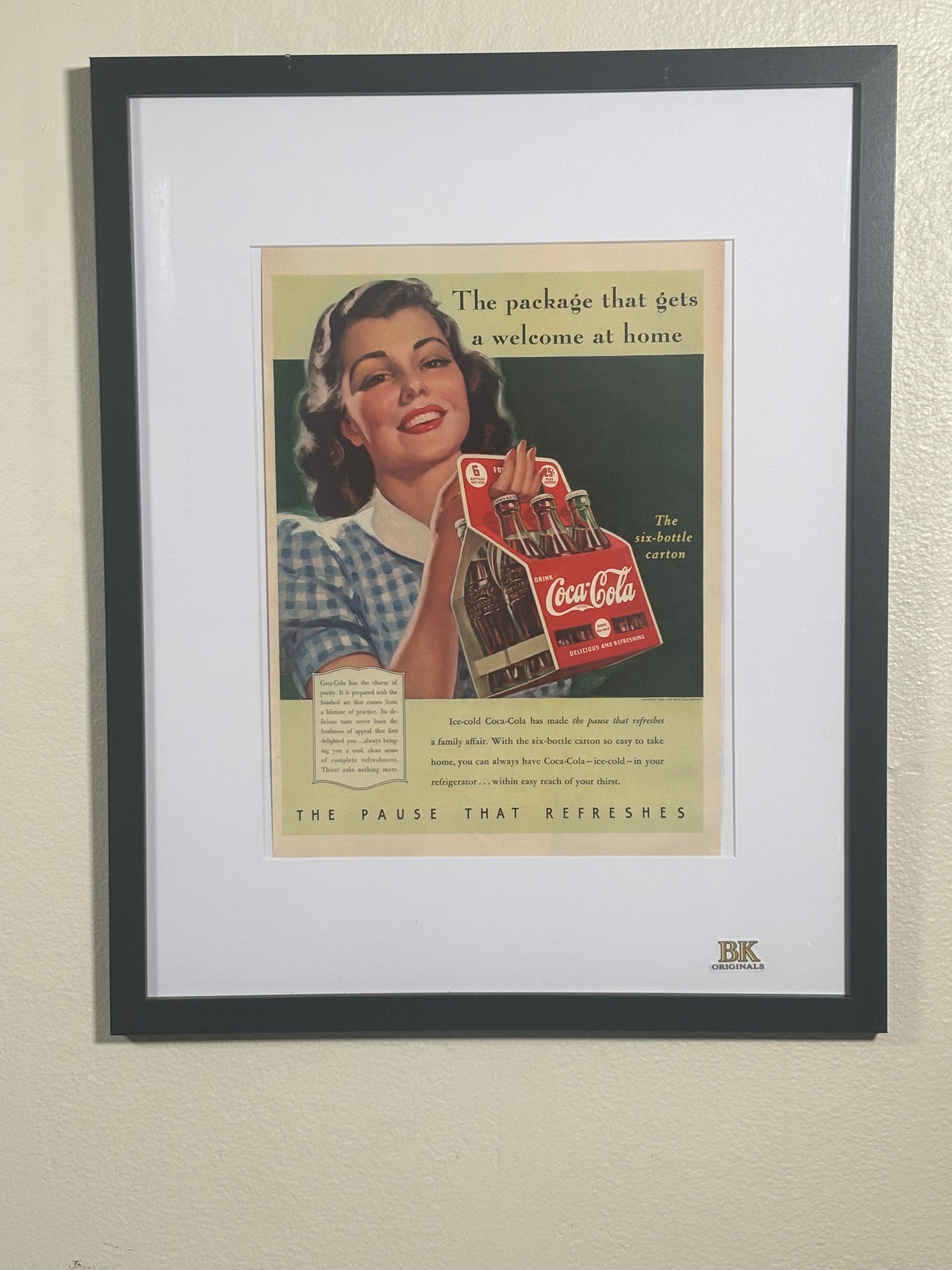 Big Kids Original Vintage Coca-Cola Advertising Framed Wall Art 16x20 Americana Decor